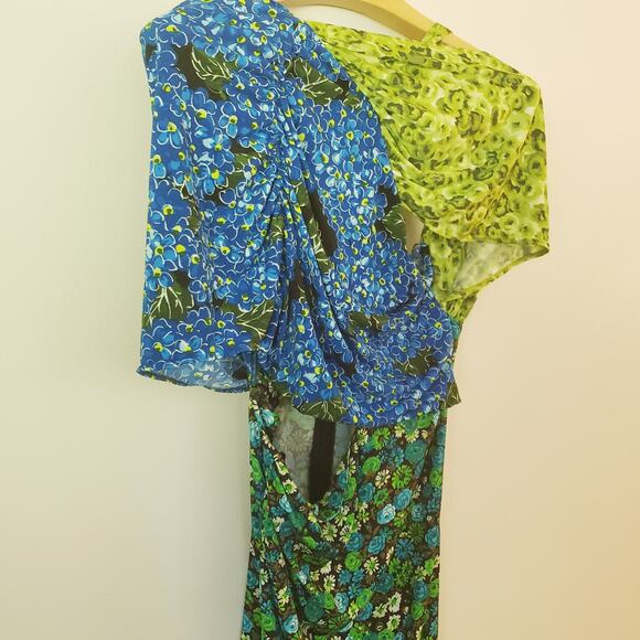 ZARA Asymmetrical Mixed Print Off Shoulder Midi Dress Blogger's Favorite Medium - Picture 14 of 15